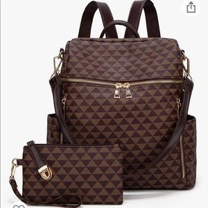 Brown Checkered Backpack